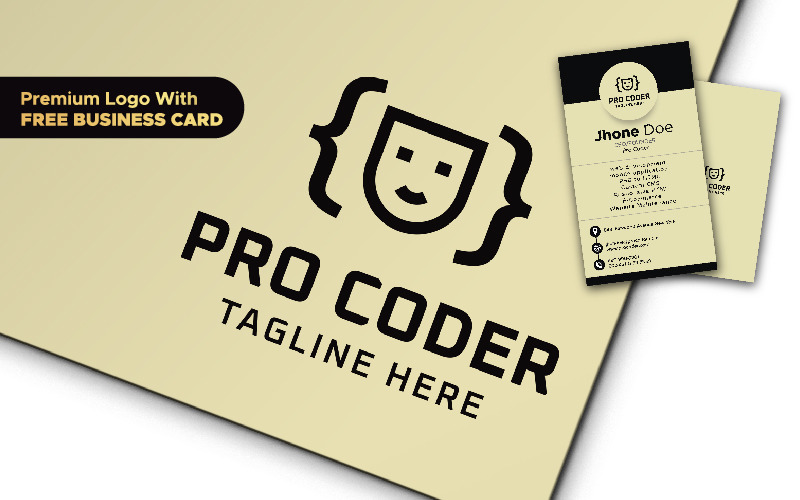 Pro Coder com modelo de logotipo de cartão de visita