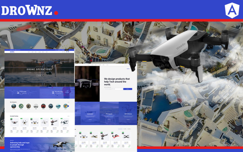 Šablona webových stránek Drownz Drone a UAV Business Angular JS