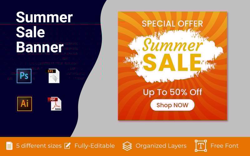 Diseño de banner de Internet de venta de verano de redes sociales