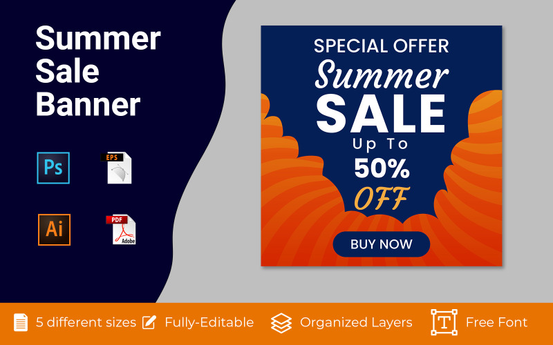 Diseño de banner web de venta de verano de redes sociales