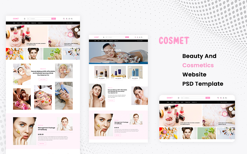 Modello PSD del sito Web di bellezza e cosmetici