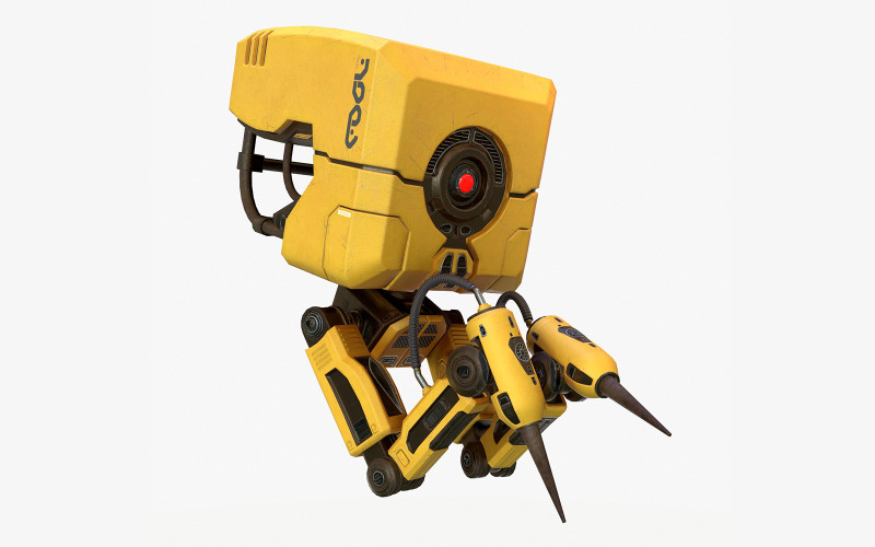 Robot Welder PBR Low Poly 3d Model Riged Animato