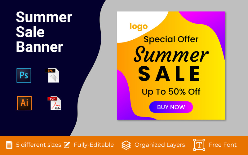 Sommer Sale Social Media Ad Banner Design