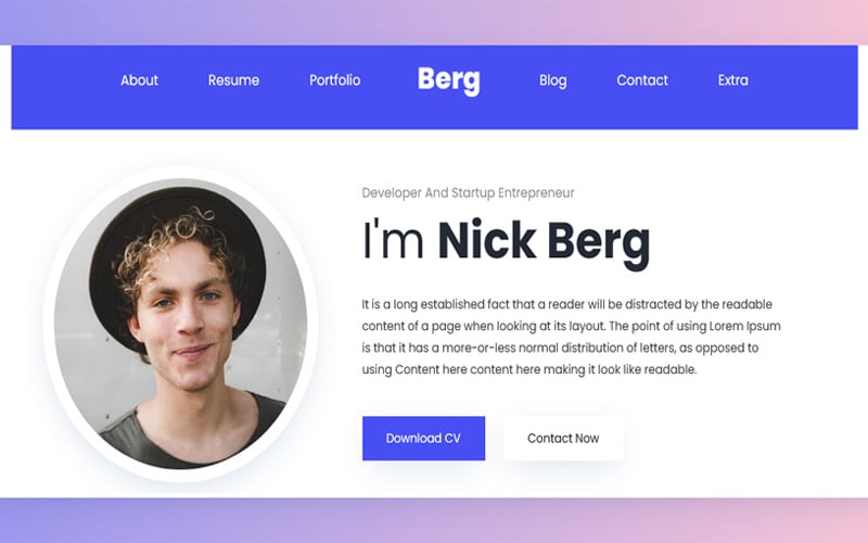 Berg - HTML-шаблон для личного портфолио
