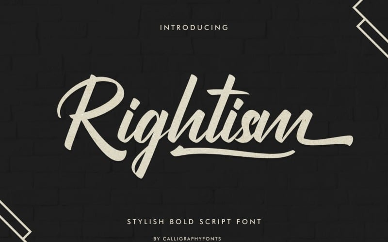 Carattere calligrafia pennello manoscritta di destra