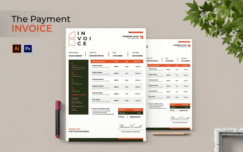 Creative Payment Invoice Print Template - TemplateMonster
