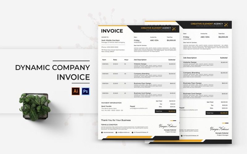 Dynamic Company Invoice Print Template