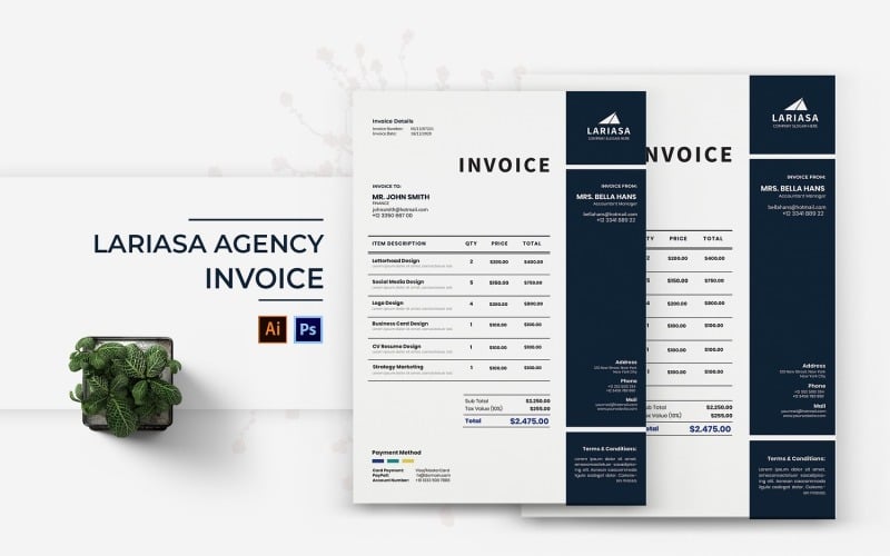 Lariasa Agency Invoice Print Template