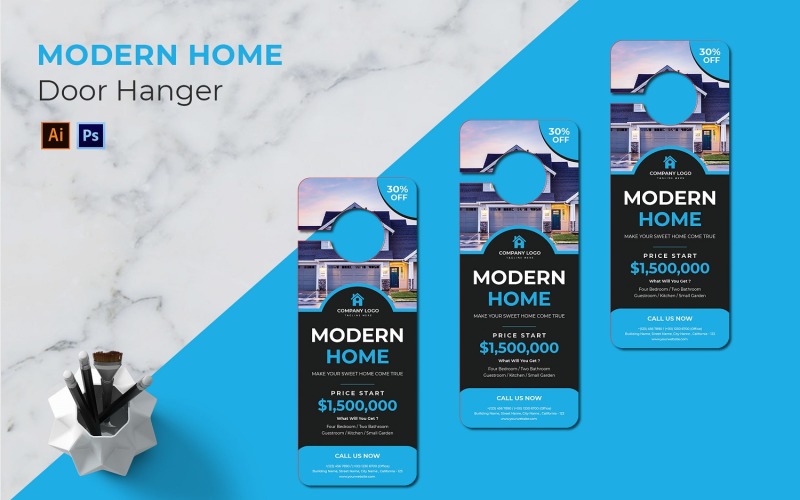 Modern Home Door Hanger Print Template
