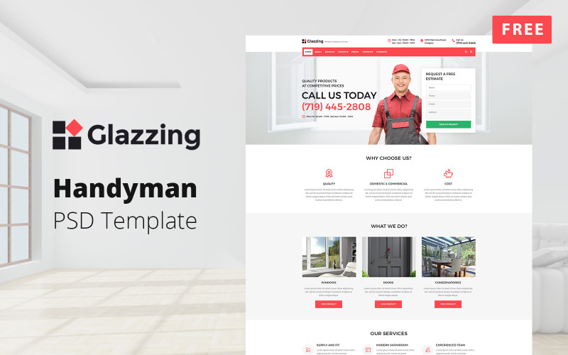 WinSpace - Gratis PSD-mall för Handyman-webbdesign