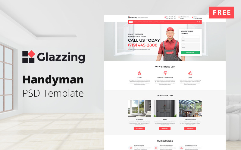 WinSpace - Plantilla PSD gratuita para el diseño de sitios web Handyman