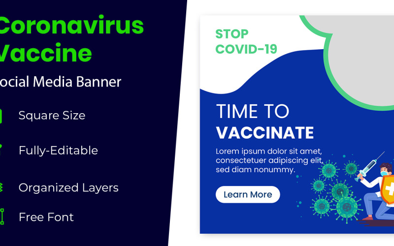 Дизайн баннера шаблона защиты от коронавируса