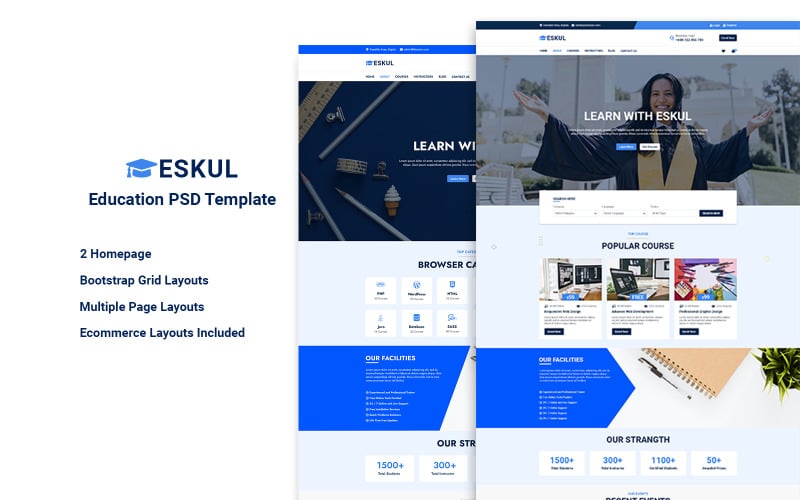 Eskul – освітній шаблон веб-сайту PSD