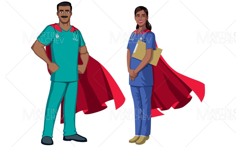 Infirmière indienne super-héros sur illustration vectorielle blanc.