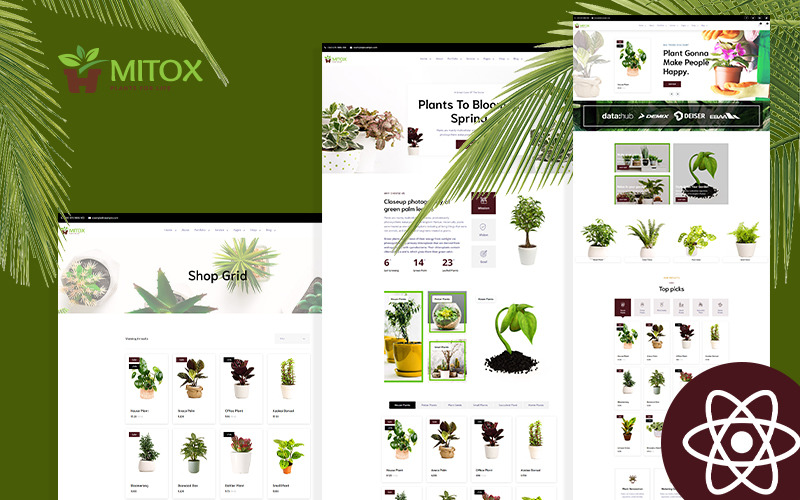 Шаблон веб-сайта Mitox Gareding & Houseplants React Js