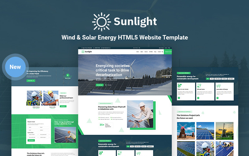 Sunlight - Plantilla de sitio web adaptable HTML5 de energía eólica y solar