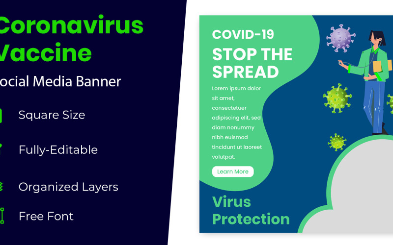 Vaccination Covid-19 Design de banner para mídia social