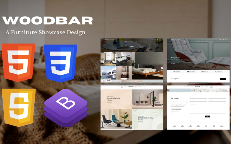 WOODBAR - En modern responsiv träverks- och möbelutställningswebbplatsmall