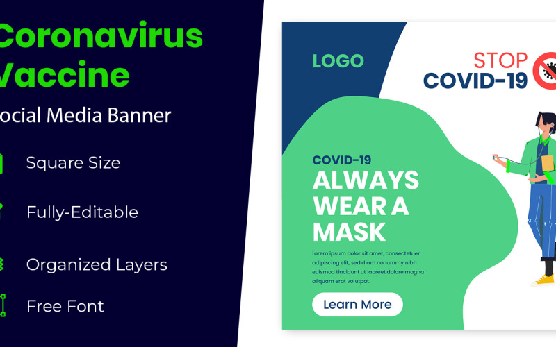 Дизайн баннера с защитными мерами от коронавируса
