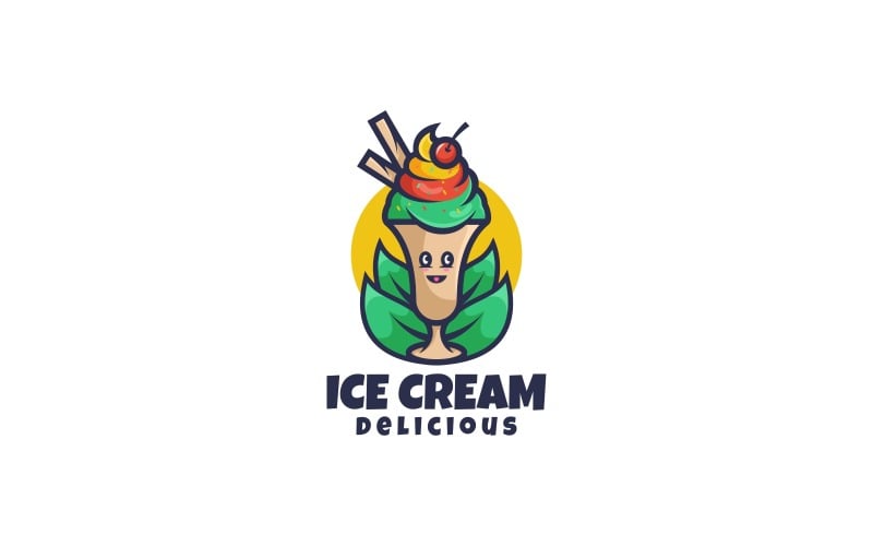 Ijs mascotte Cartoon Logo sjabloon Cartoon