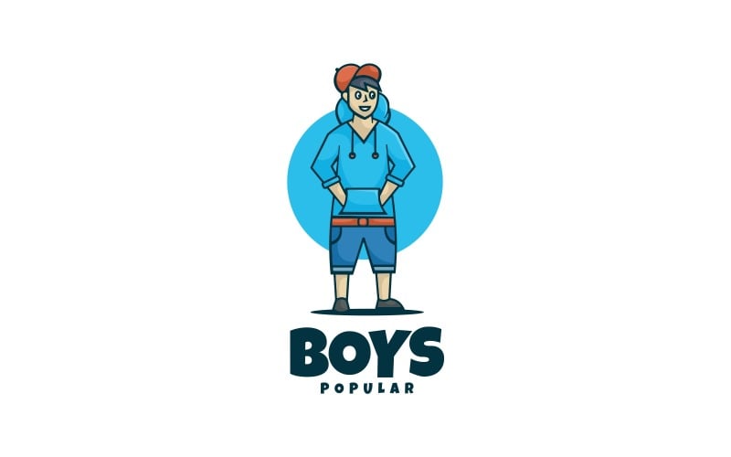 Modello di logo del personaggio dei cartoni animati per ragazzi
