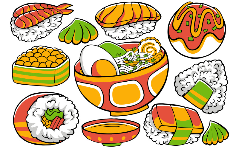 Comida Japonesa - Doodle Vector # 01