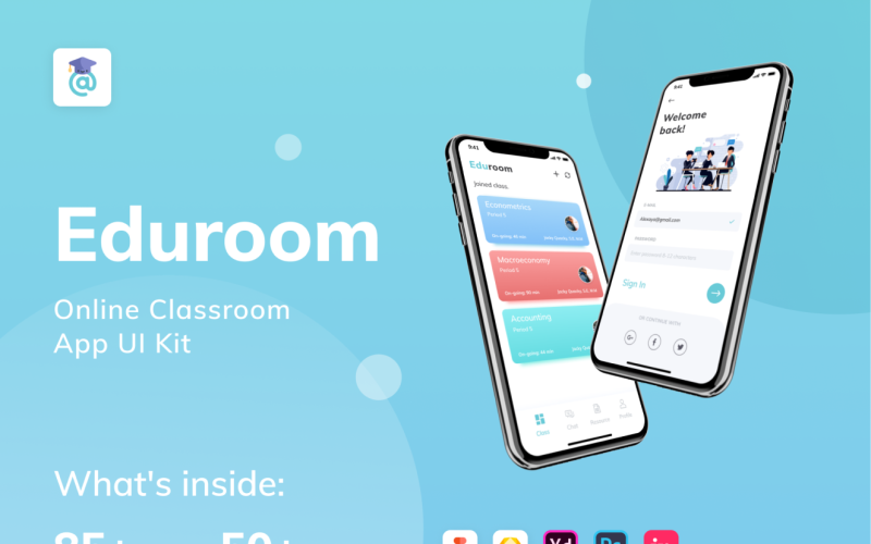 EduRoom - Kit interfaccia utente per app mobile in aula online