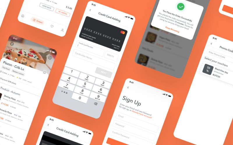 Foodude - KIT UI per l'app mobile per la consegna di cibo