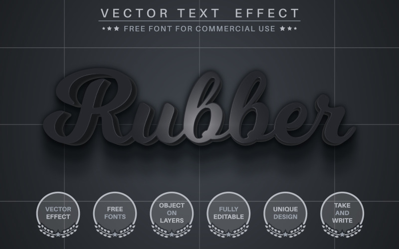 Black Rubber - Editable Text Effect, Font Style, Graphics Illustration