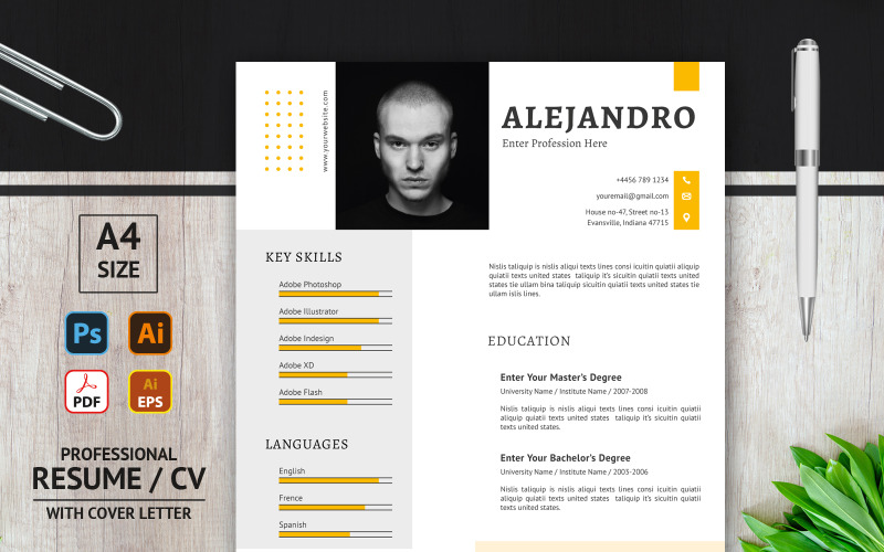 Alejandro - Simpe and Clean - Afdrukbare CV-sjabloon