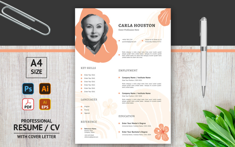 Carla Houston - China Rose - Utskrivbar CV-mall