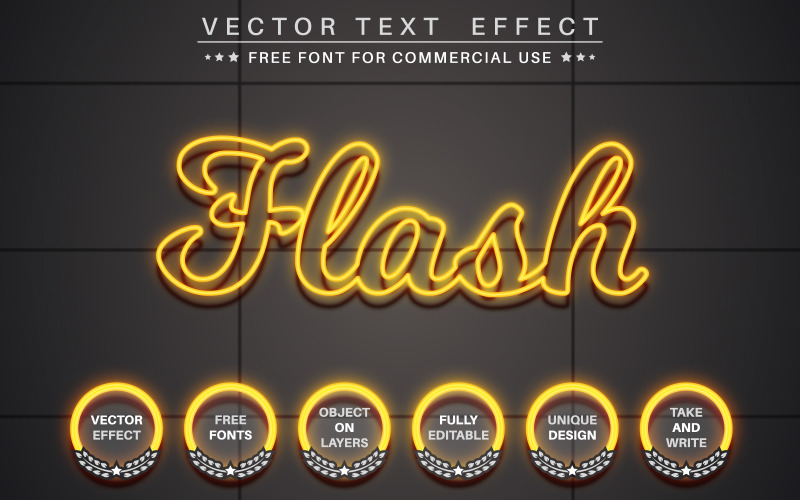 Glow Outline - Redigerbar texteffekt, teckensnittsstil, grafikillustration