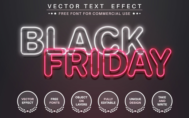 Black Friday - efeito de texto editável, estilo de fonte, ilustração gráfica