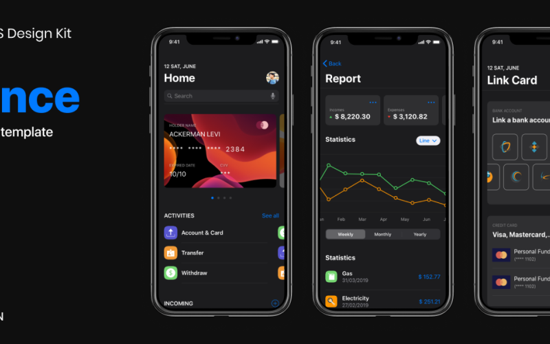 Cadeep - Progettazione di elementi dell'interfaccia utente dell'app mobile di finanza per Sketch