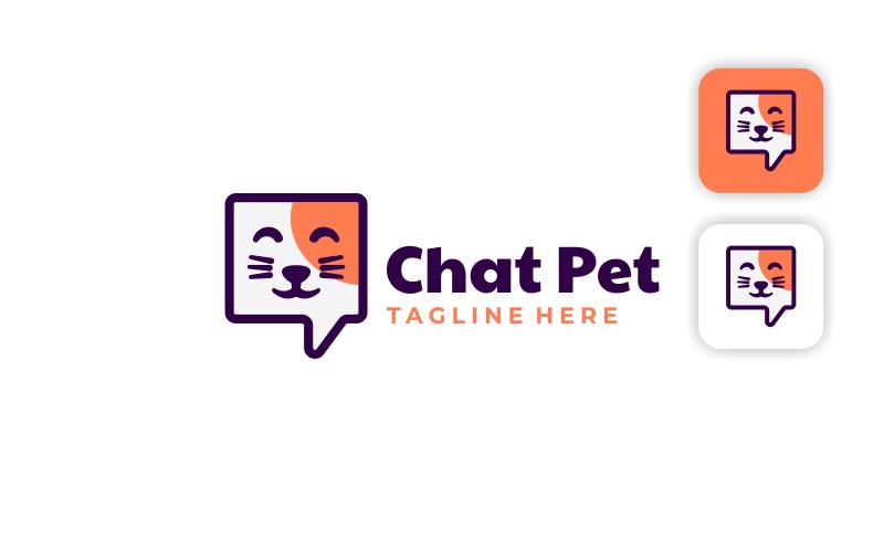 Chat huisdier mascotte Cartoon logo sjabloon
