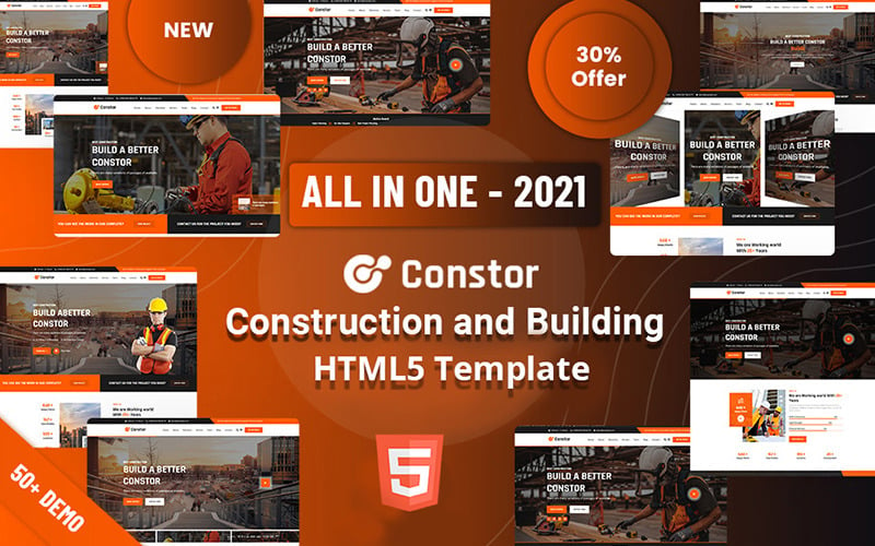 Constor - Modello di sito Web HTML5 reattivo per la costruzione e la costruzione