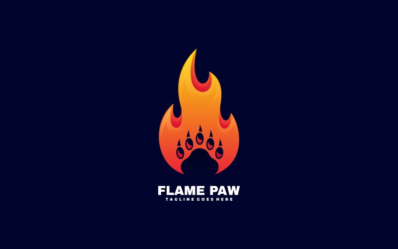 Flame Paw Gradient Colorful Logo Template