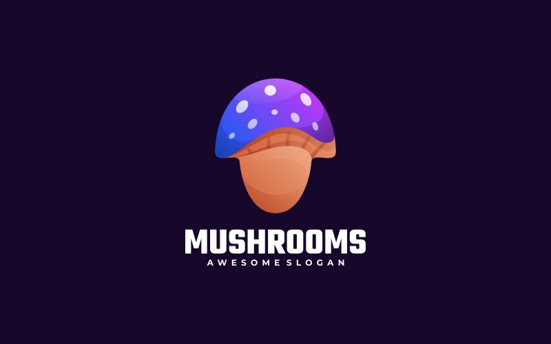 Modello di logo colorato sfumato di funghi