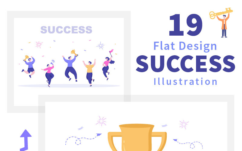 19 Success Flat Design Illustration