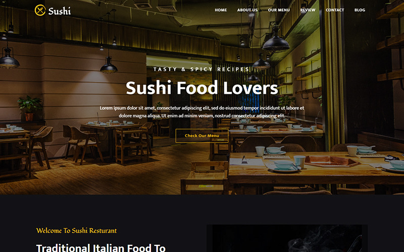 Sushi - szablon strony docelowej restauracji