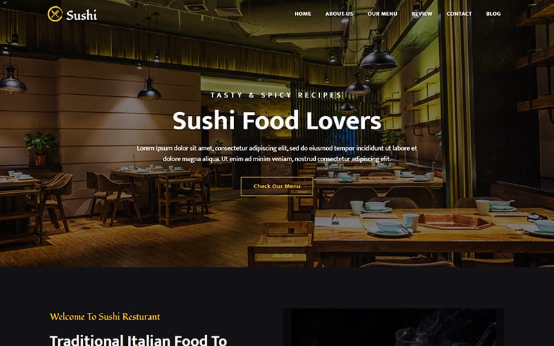 Суши - Шаблон целевой страницы ресторана