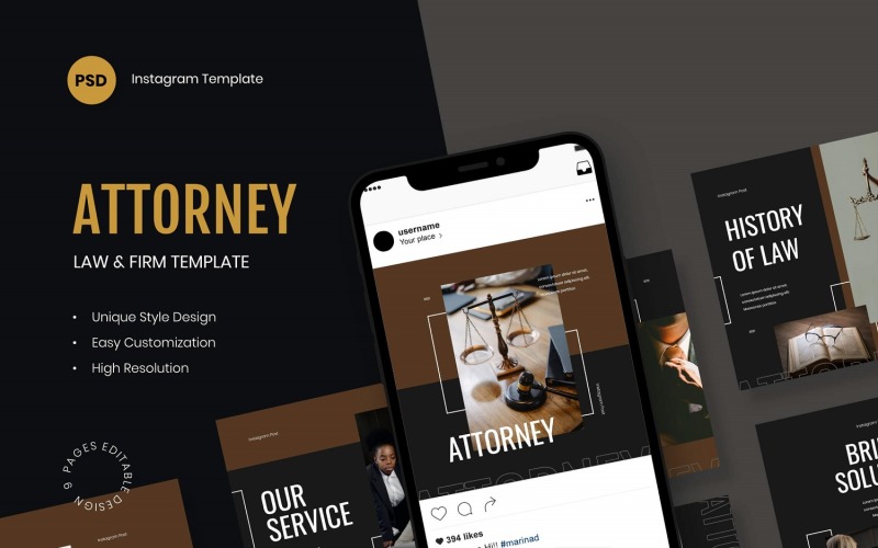 Attorney - Law & Firm Instagram Post Template Social Media