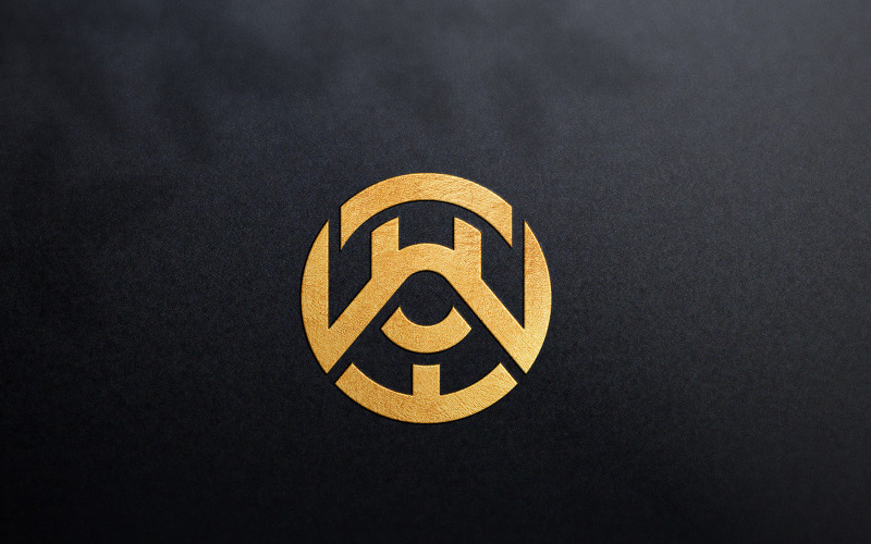 Luxuriöses goldenes Logo-Modell in schwarzer Wand