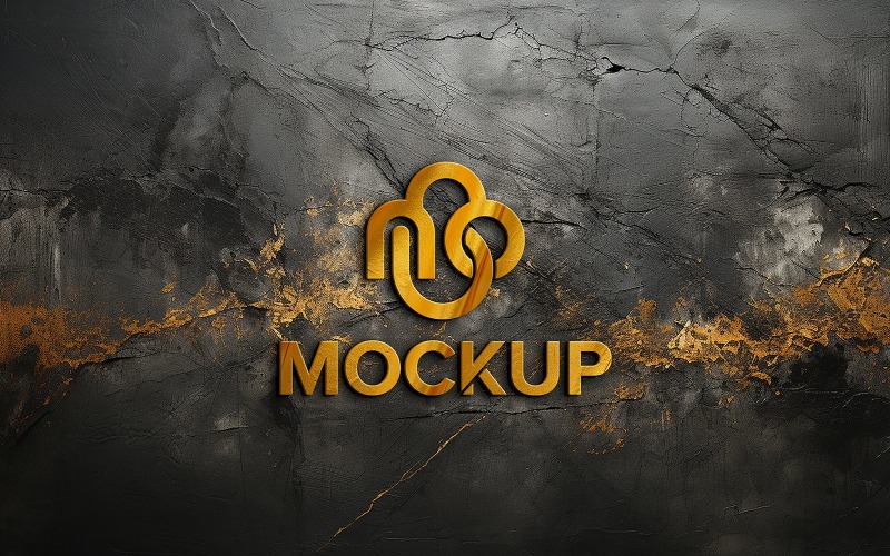Ofis Duvarlı Altın Logo Mockup