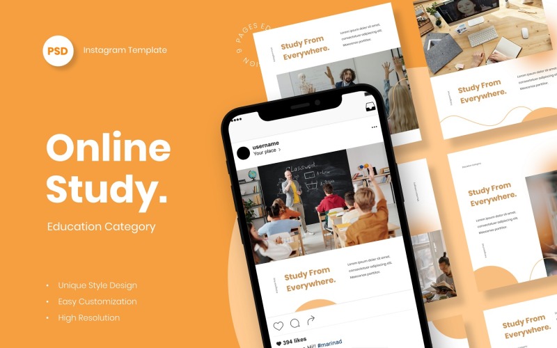 Online Study - Education Instagram Post Template Social Media