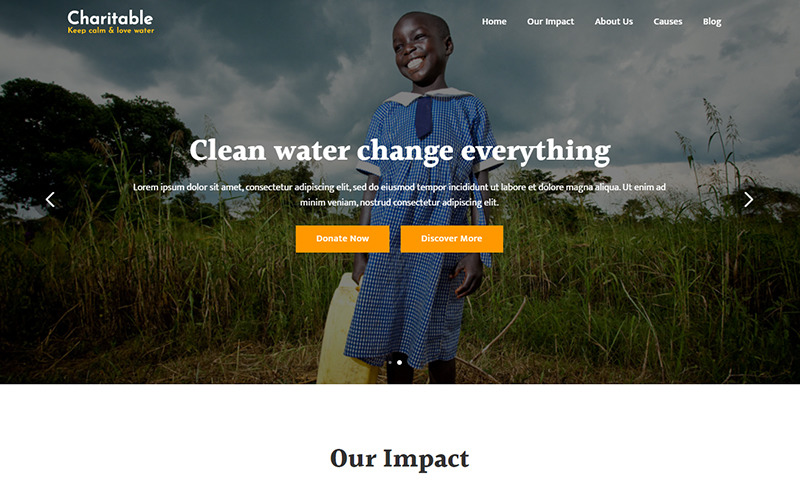 Благотворительная организация - Шаблон целевой страницы благотворительной организации по борьбе с водным кризисом