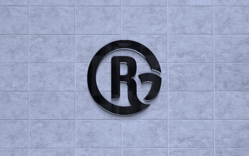 3d Black Logo Mockup in Marble Wall