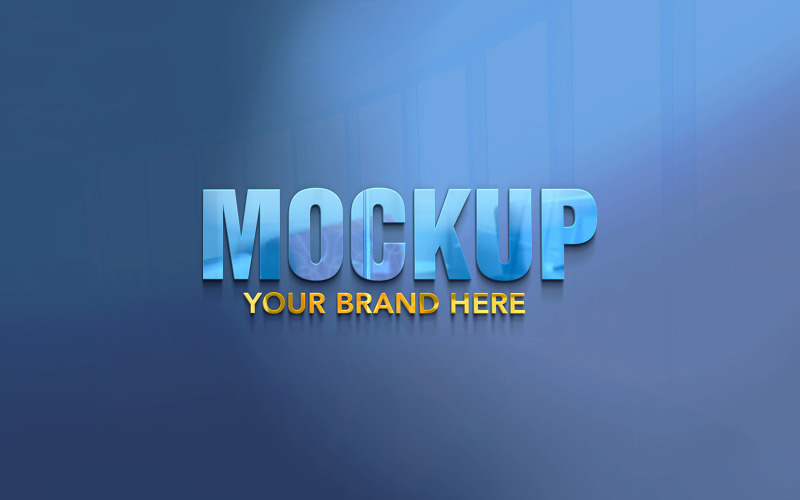 3d Gerçekçi Cam Duvar Logo Mockup