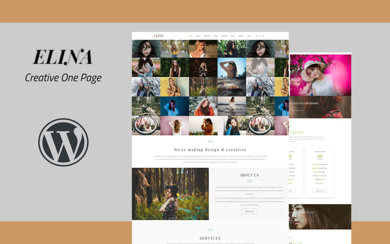 Elina - Tema creativo de WordPress de una página