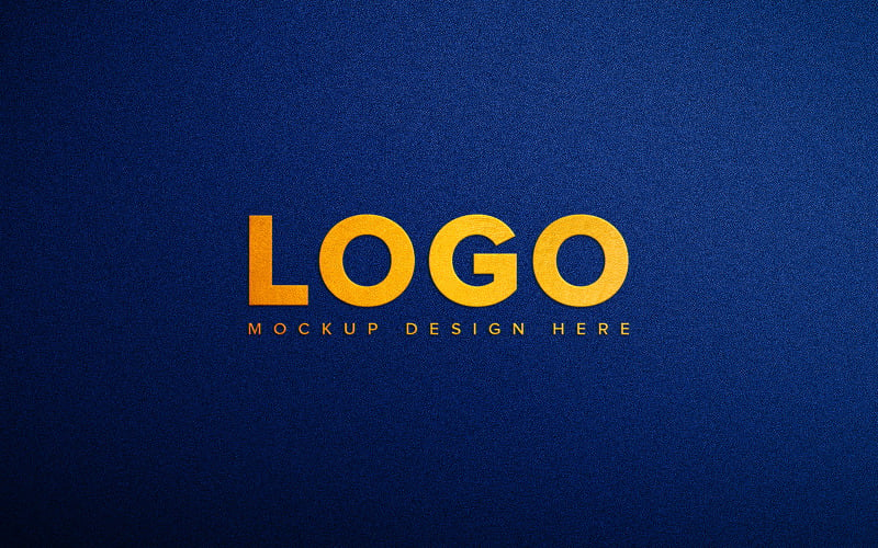 Luxury Gold Logo Mockup on Blue Background